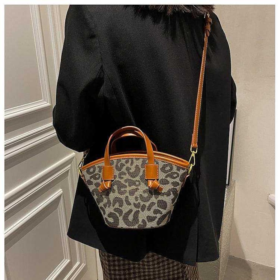 Women The Korean Fashion | Leopard Print Crossbody Bucket Bag