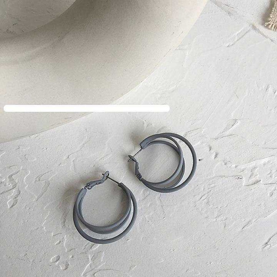 Women The Korean Fashion Earrings | Multi Hoop Earrings Haze Blue