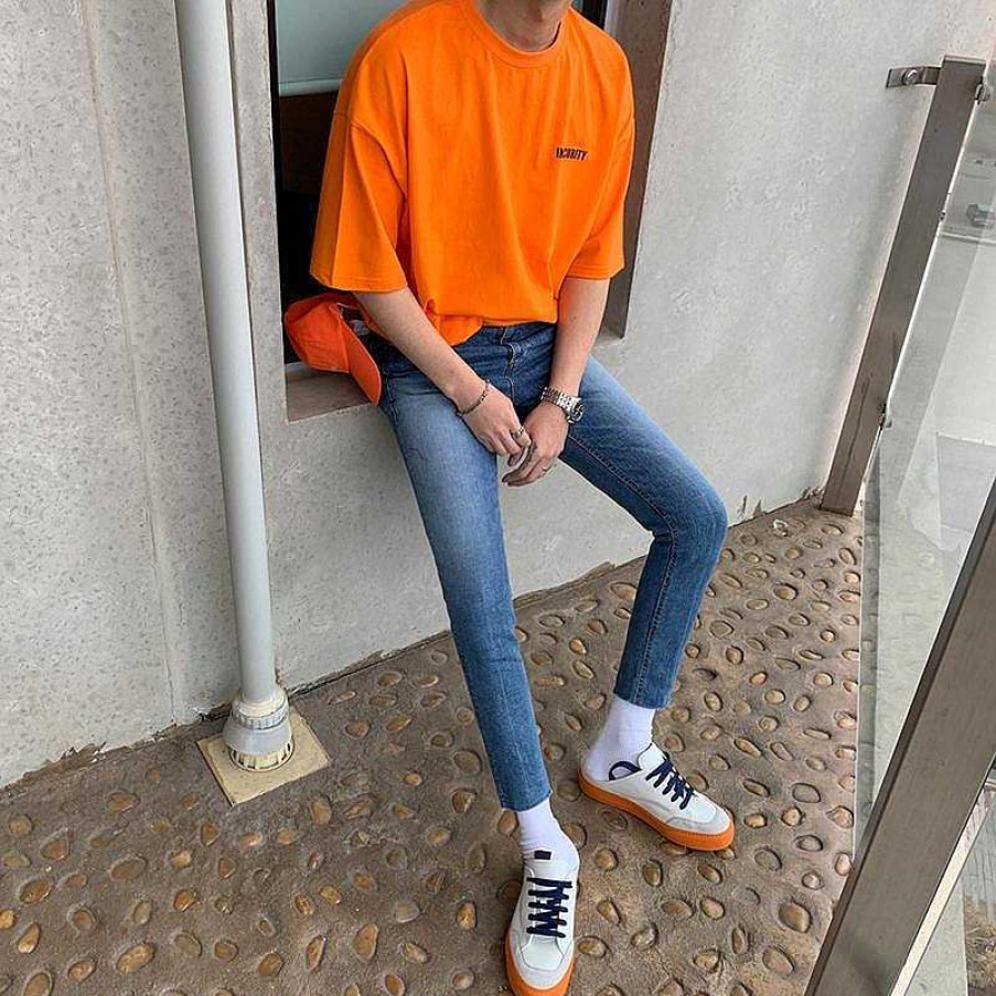 Clothing The Korean Fashion | Oversized Printed T-Shirt Orange