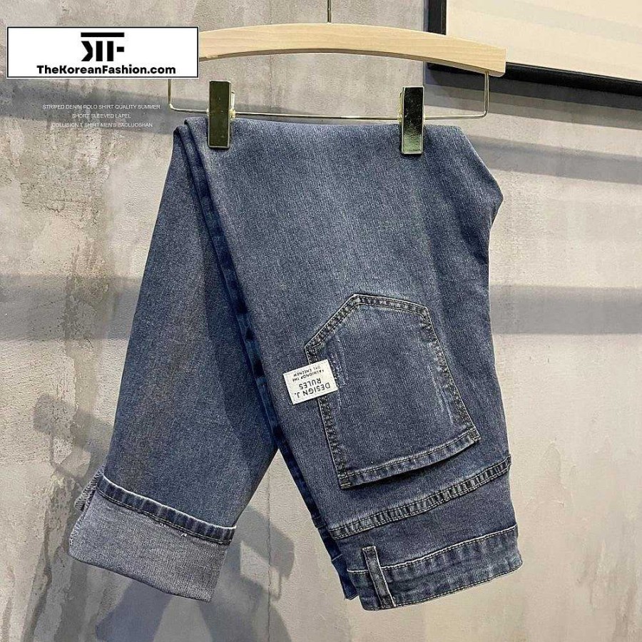 Casual Style Clothes The Korean Fashion | Classic Slim Fit Jeans Blue