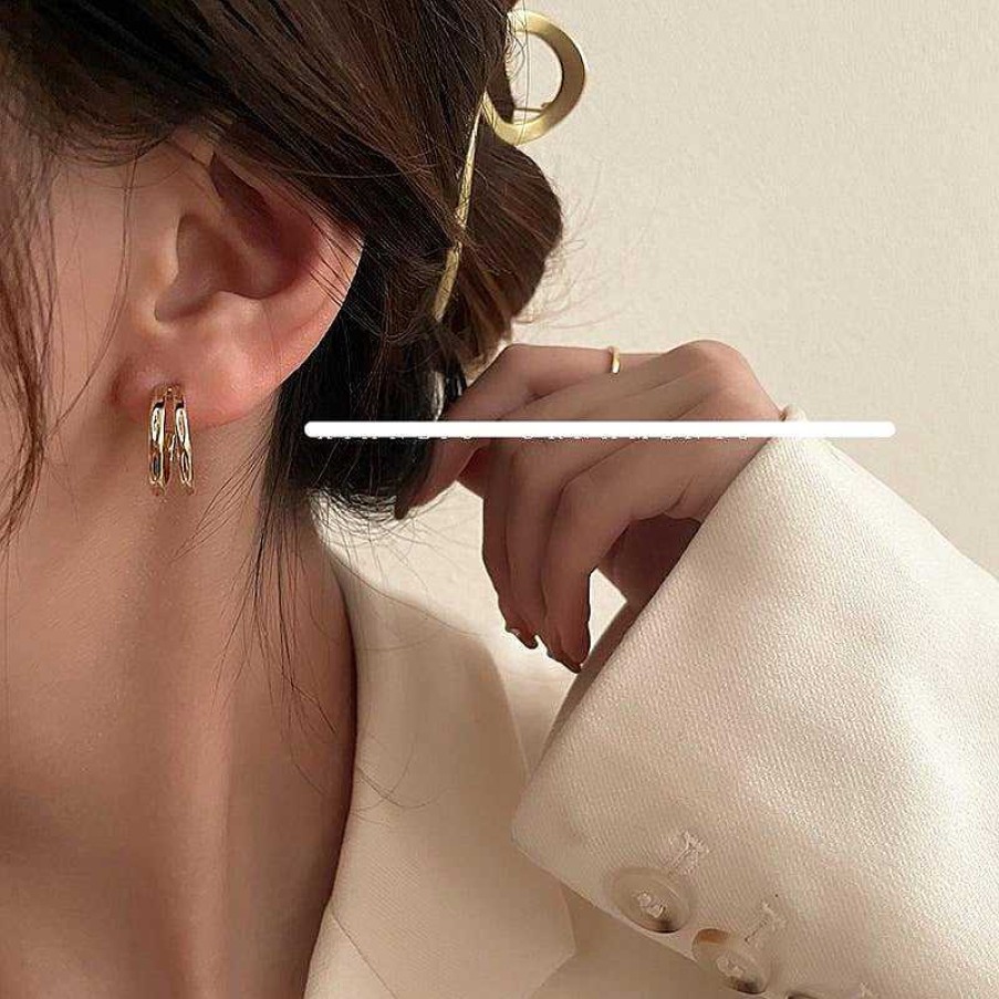 Women The Korean Fashion Earrings | Double Hoop Earrings