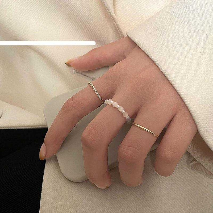 Women The Korean Fashion Rings | Three-Piece Ring Golden Set