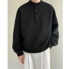 Clothing The Korean Fashion | Henry Collar Minimalist Pullover Sweatshirt