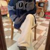 Clothing The Korean Fashion | Colorblock Plush Turtleneck Fleece Pullover Blue