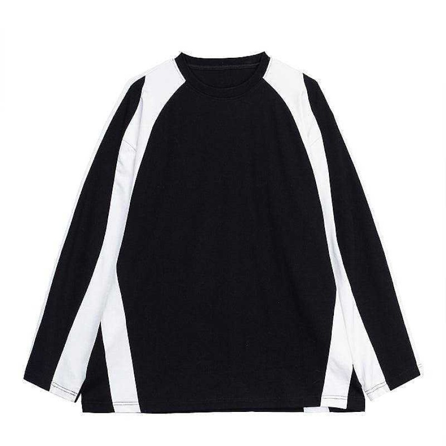 Clothing The Korean Fashion | Stitching Contrast Color Shirt