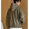 Clothing The Korean Fashion | Hooded Leather Sweatshirt