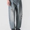 Clothing The Korean Fashion Jeans | Straight Ripped Washed Jeans Light Blue