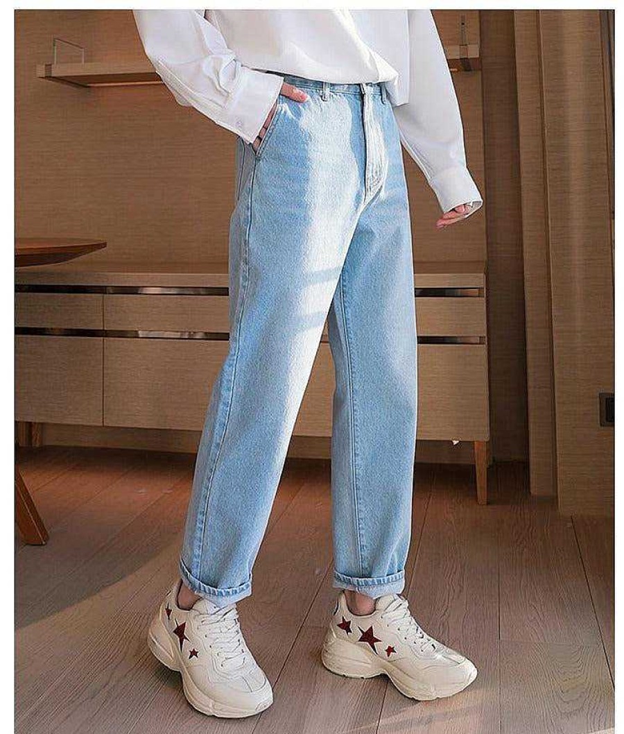 Clothing The Korean Fashion Jeans | Light Straight Jeans Blue