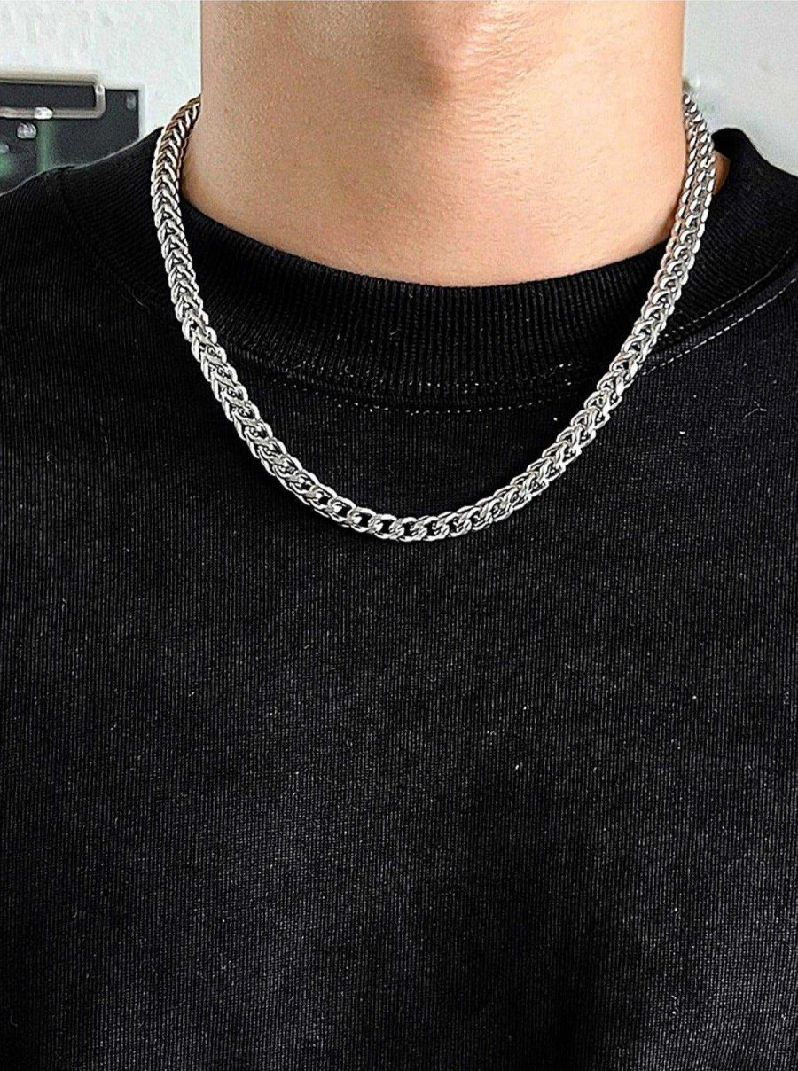 Accs & Bags & Shoes The Korean Fashion | Cuban Chain Titanium Steel Necklace Silver