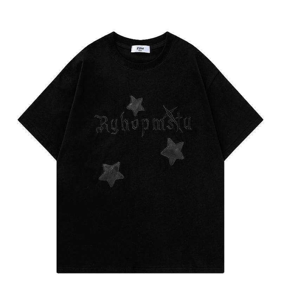 Clothing The Korean Fashion | Letters Star Embroidery T-Shirt