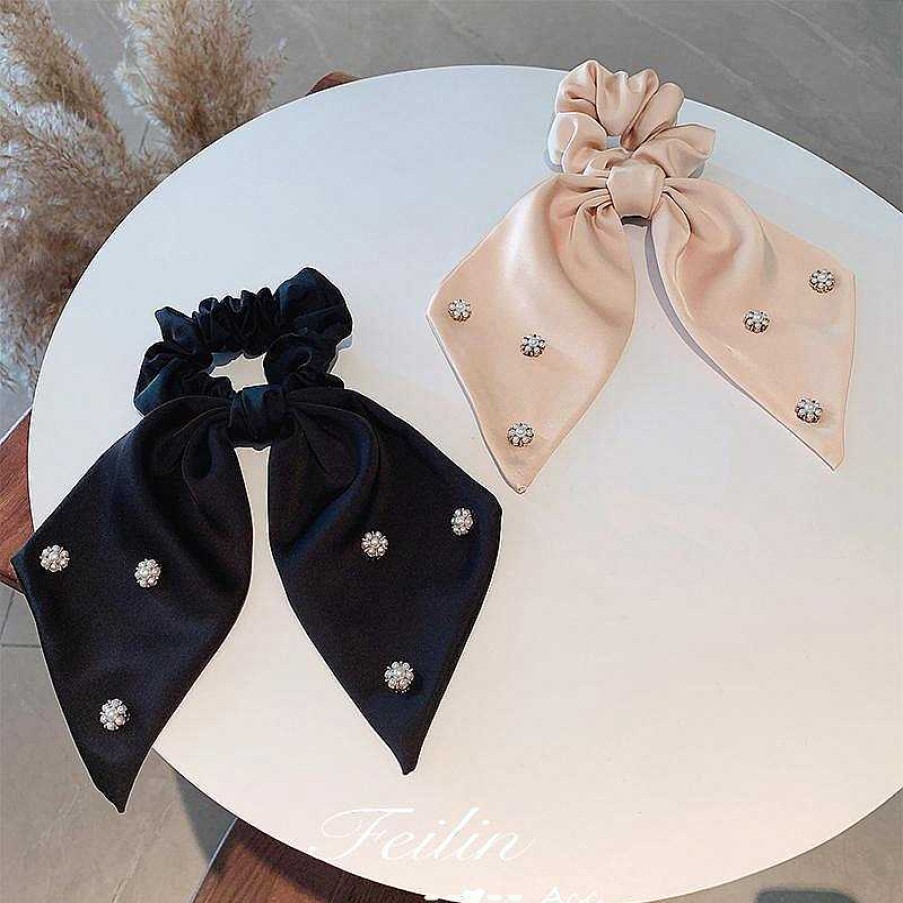 Women The Korean Fashion Hair Accessories | Pearl Bowknot Scrunchies