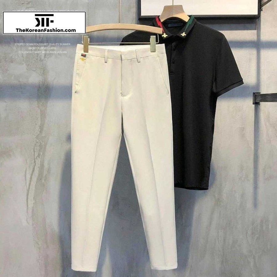 Casual Style Clothes The Korean Fashion | Embroidery Slim Casual Suit Pants