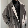 Clothing The Korean Fashion | Double Breasted Woolen Trench Coat Grey