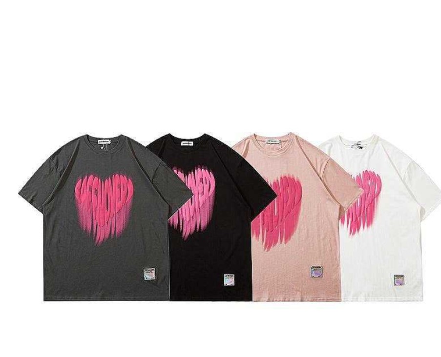 Clothing The Korean Fashion | Heart-Shaped Graffiti 3D T-Shirt