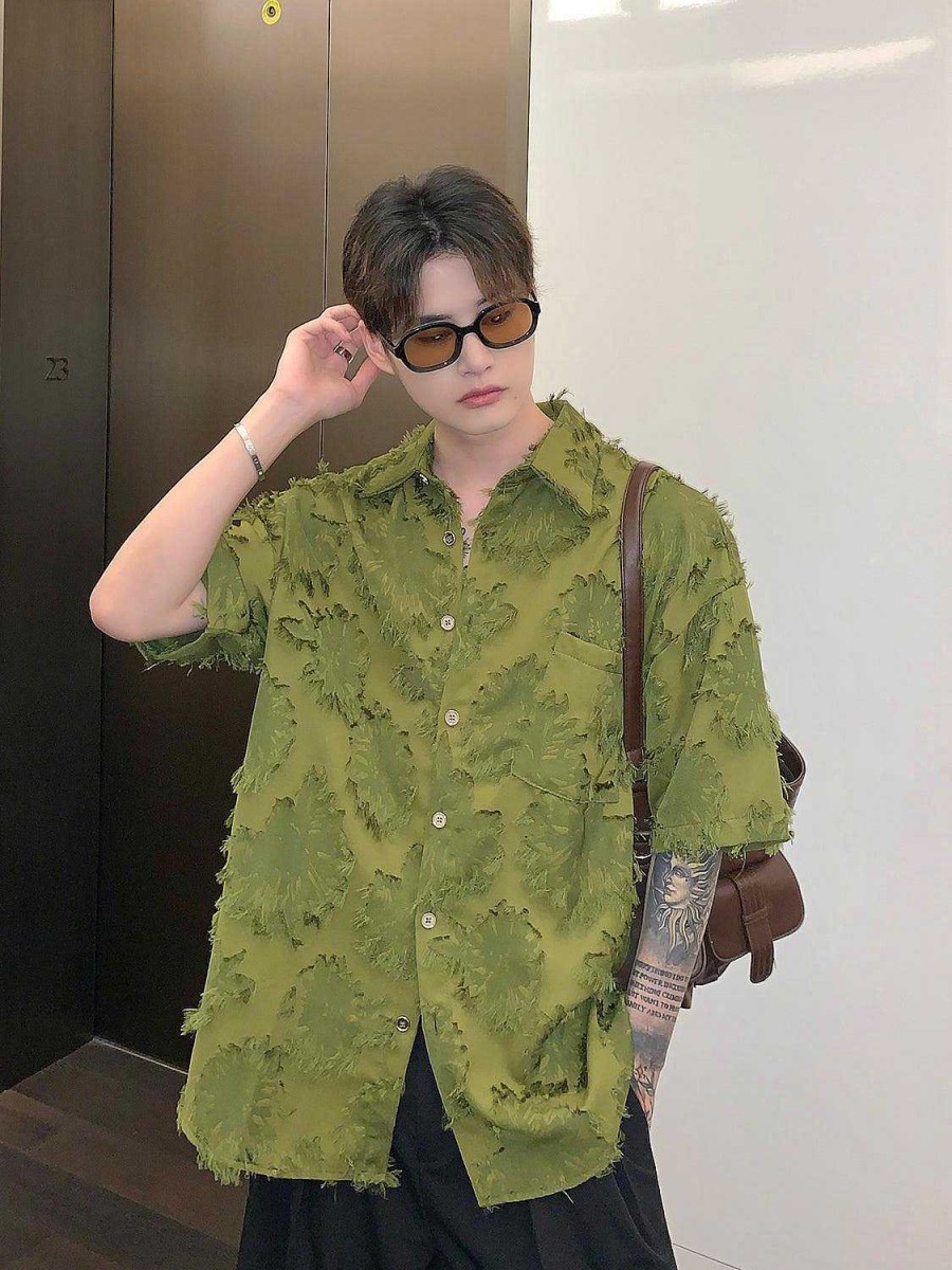 Clothing The Korean Fashion | Fringe Shirt Green