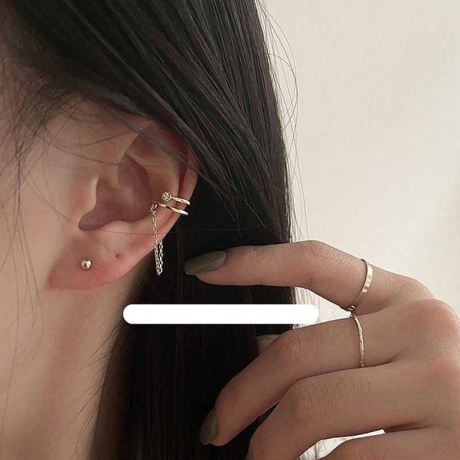 Women The Korean Fashion Earrings | Chain Double-Layer Earring Clip