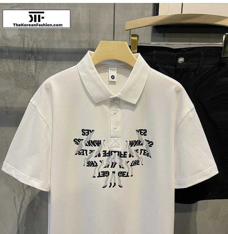 Casual Style Clothes The Korean Fashion | Creative Letter Print Polo Shirt