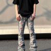 Clothing The Korean Fashion Jeans | Patch Hole Embroidery Jeans Blue