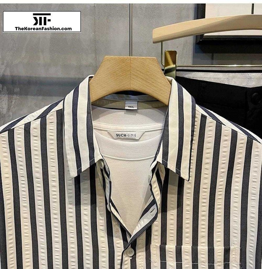 Casual Style Clothes The Korean Fashion | Casual Striped Lapel Shirt