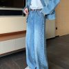 Clothing The Korean Fashion Jeans | Pearl Embellished Wide Leg Jeans Blue (Pants)