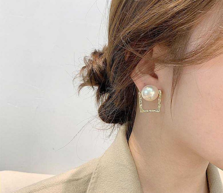 Women The Korean Fashion Earrings | Square Pearl Earrings