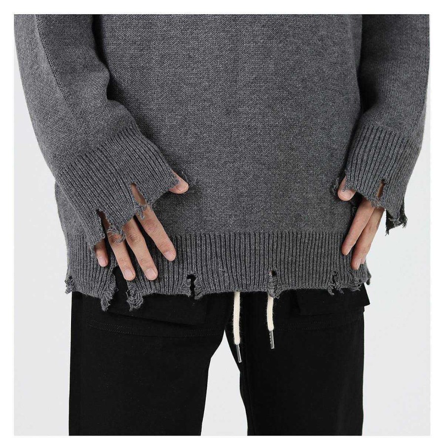 Clothing The Korean Fashion Slim Fit | Ripped Round Neck Sweater