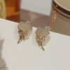 Women The Korean Fashion Earrings | Bow Heart Stud Earrings Golden