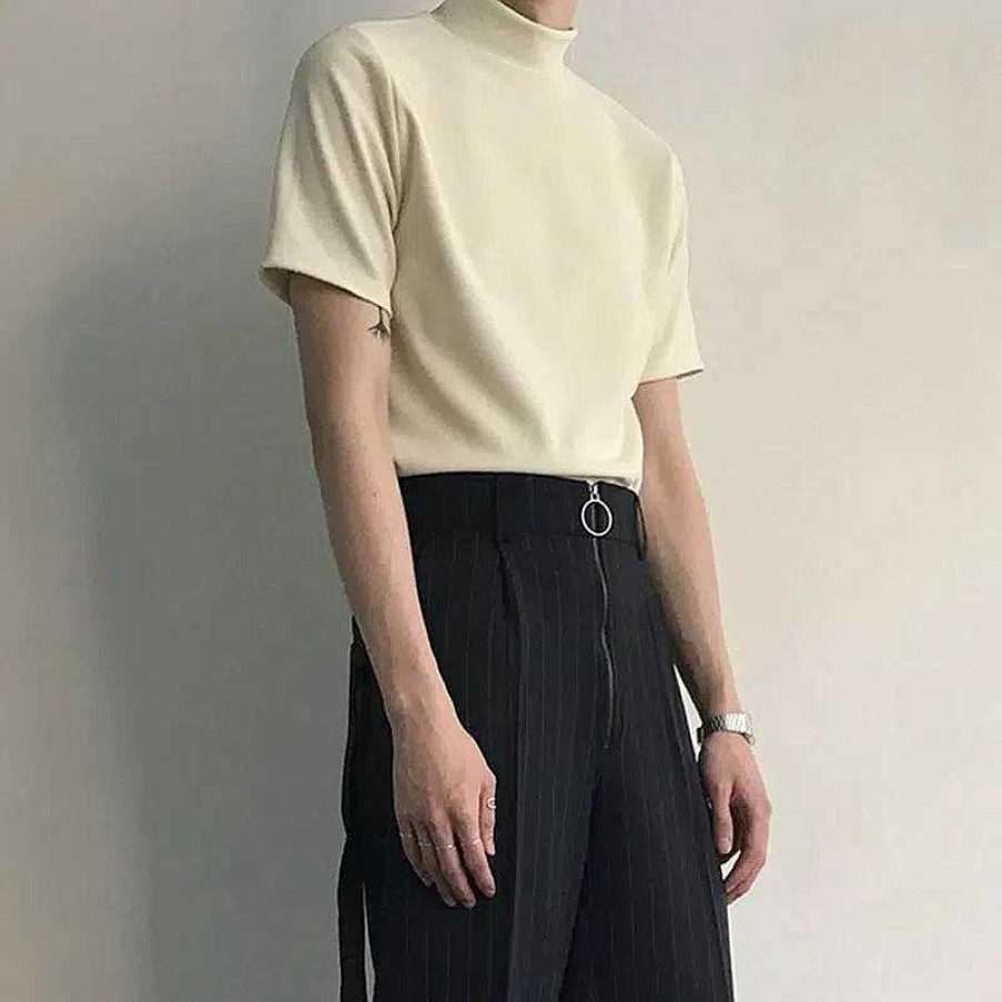 Clothing The Korean Fashion | Half Turtleneck Short Sleeve T-Shirt