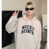 Clothing The Korean Fashion | Letter Embroide Hooded Sweatshirt