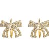 Women The Korean Fashion Earrings | Zircon Bow Earrings Gold