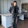 Clothing The Korean Fashion | Hand-Painted Destroyed Washed Denim Suit