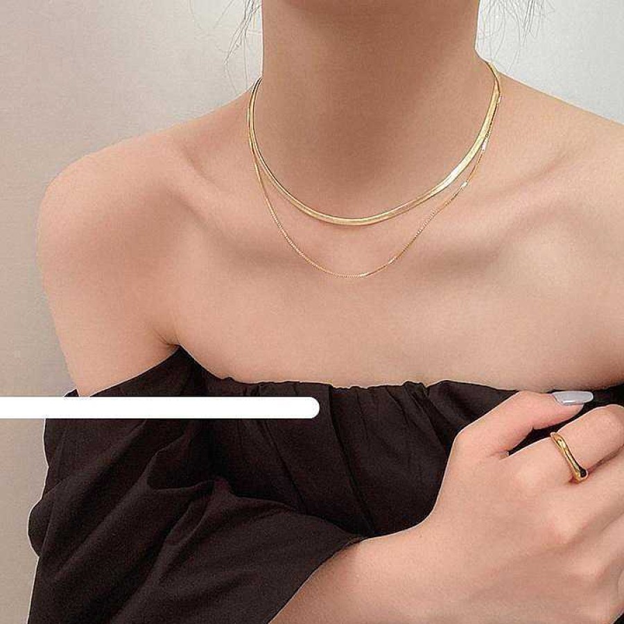 Women The Korean Fashion Necklaces | Double-Layer Necklace Gold