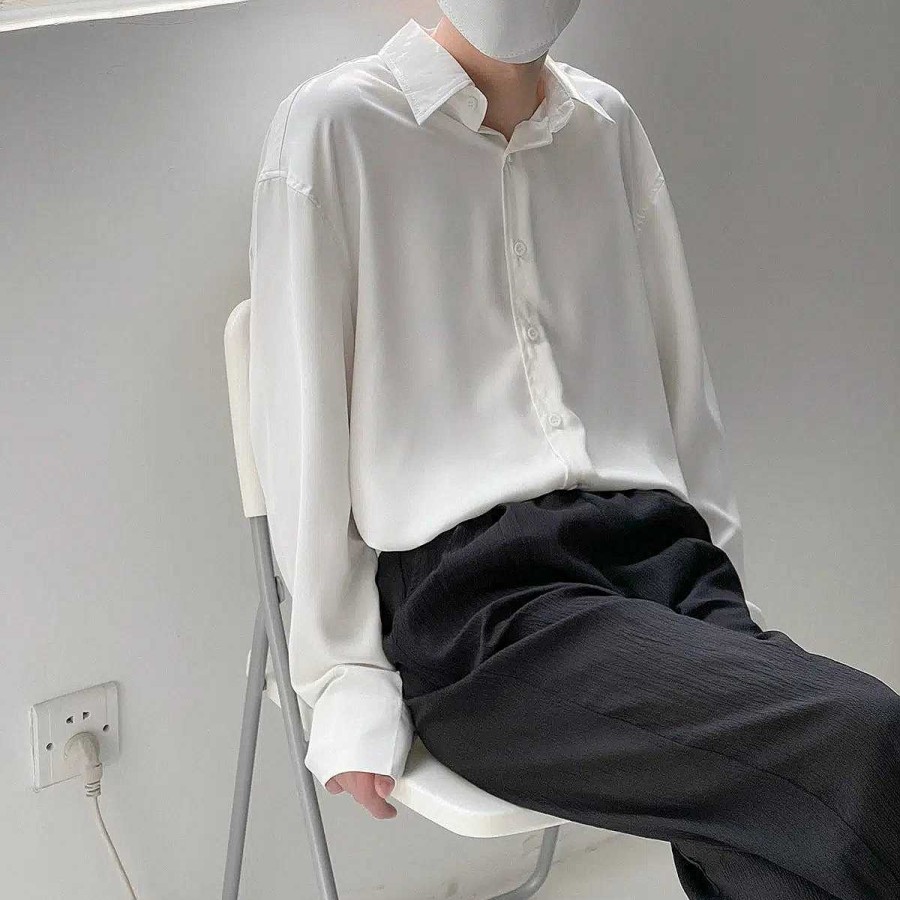 Clothing The Korean Fashion | Anti-Wrinkle Basic Drapey Shirt