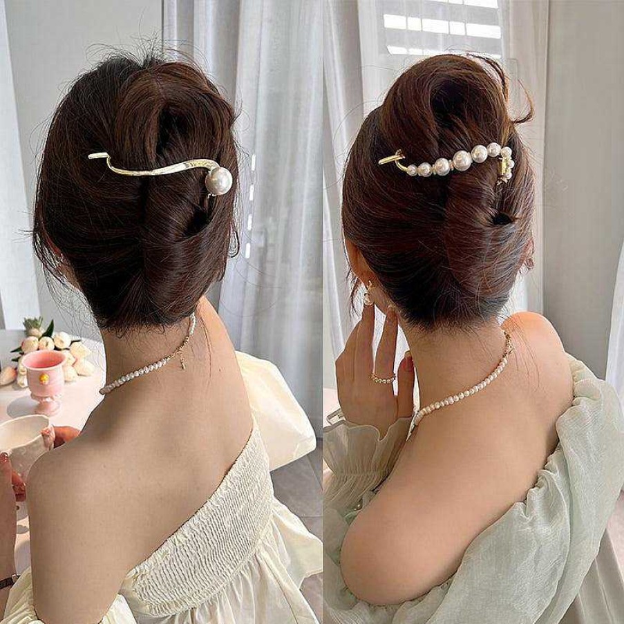 Women The Korean Fashion Hair Accessories | Large Pearl Hair Clip