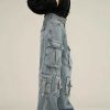 Clothing The Korean Fashion Jeans | Retro Multi-Pocket Cargo Jeans