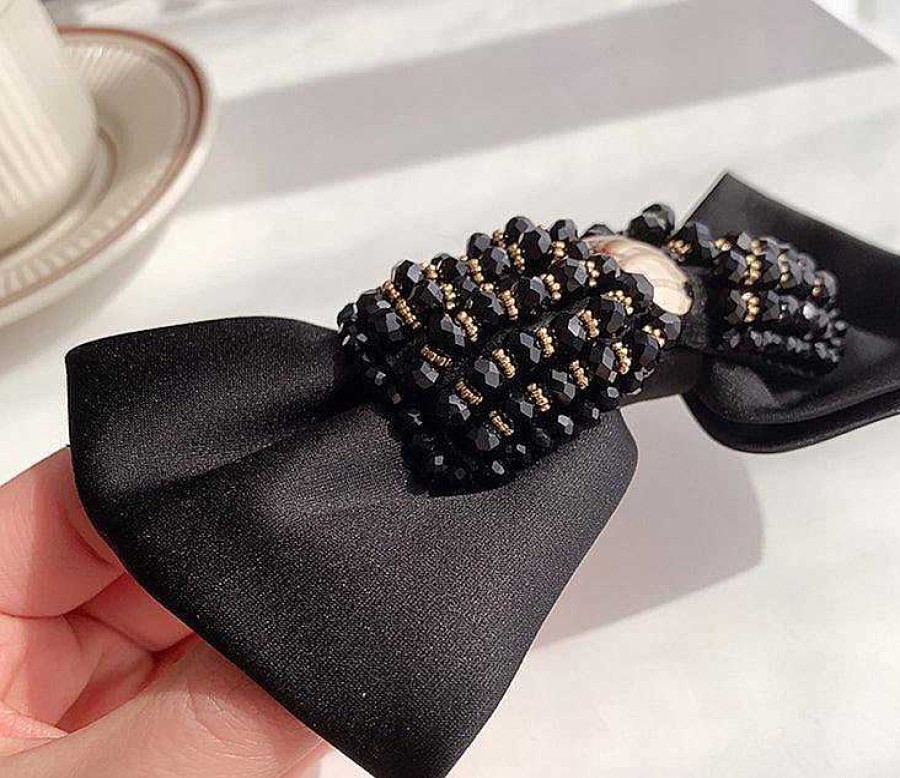 Women The Korean Fashion Hair Accessories | Bow Hairpin Black