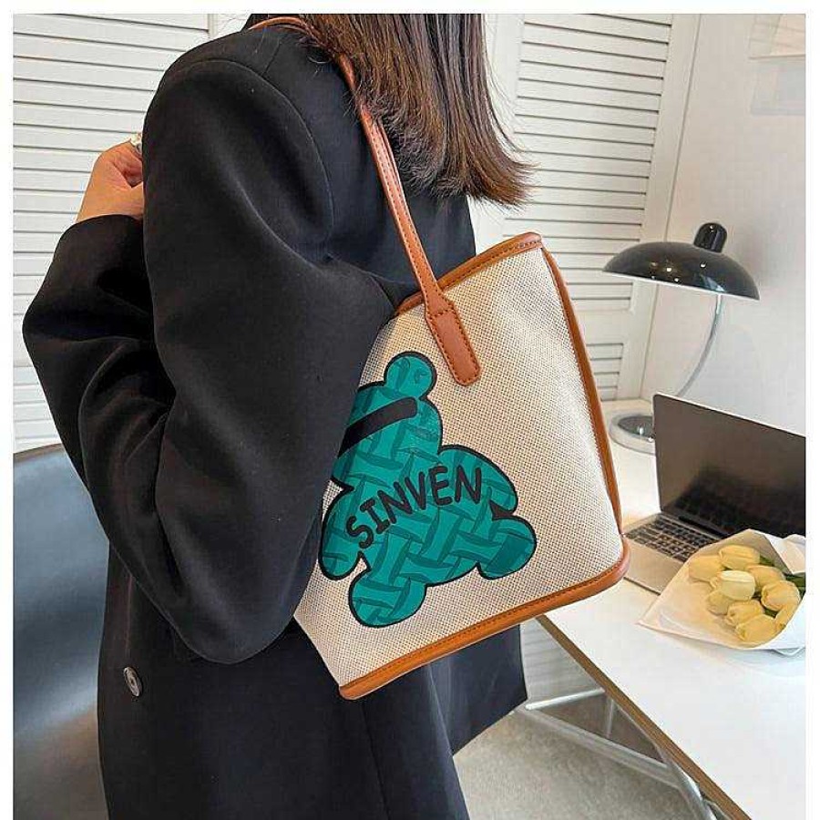 Women The Korean Fashion | Bear Print Tote Bag