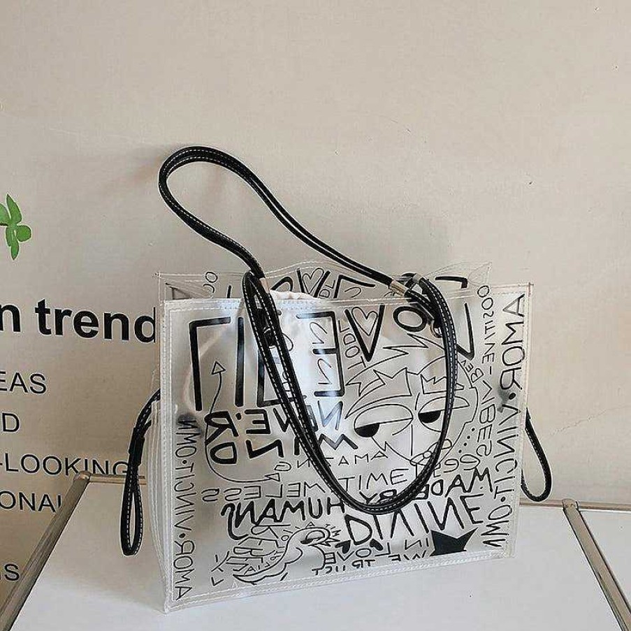 Women The Korean Fashion | Graffiti Pvc Tote Bag