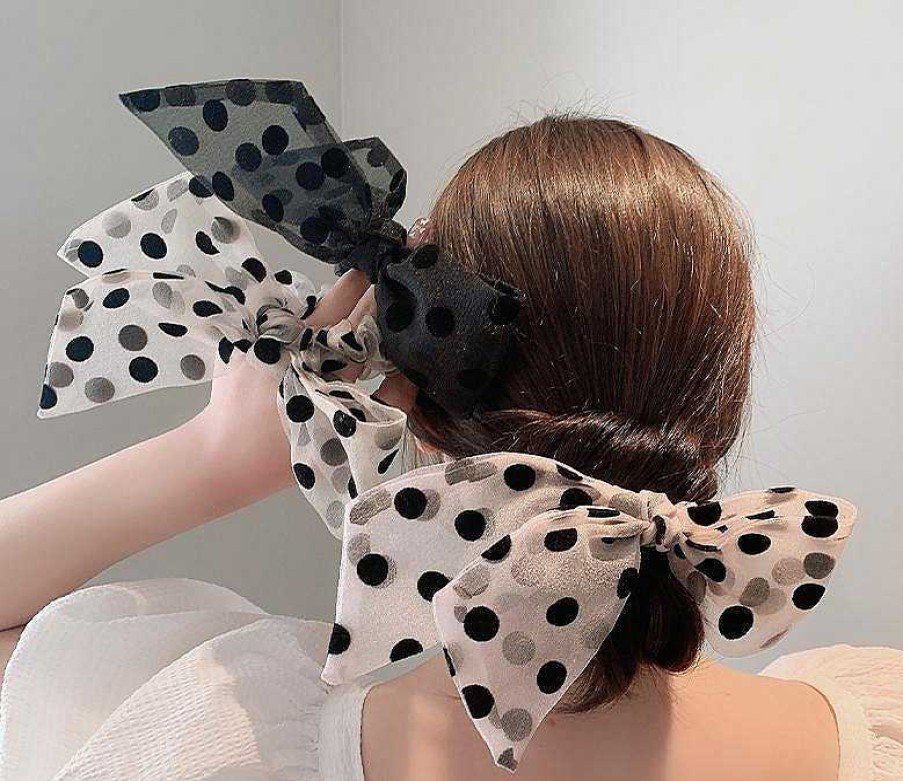 Women The Korean Fashion Hair Accessories | Lace Polka Dot Hair Tie