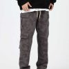 Clothing The Korean Fashion Slim Fit | Dark Camouflage Cargo Drawstring Pants