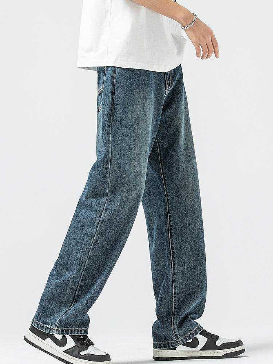 Clothing The Korean Fashion Jeans | Basic Casual Drape Jeans Blue