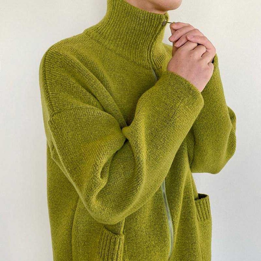 Clothing The Korean Fashion | Green Knitted Jacket