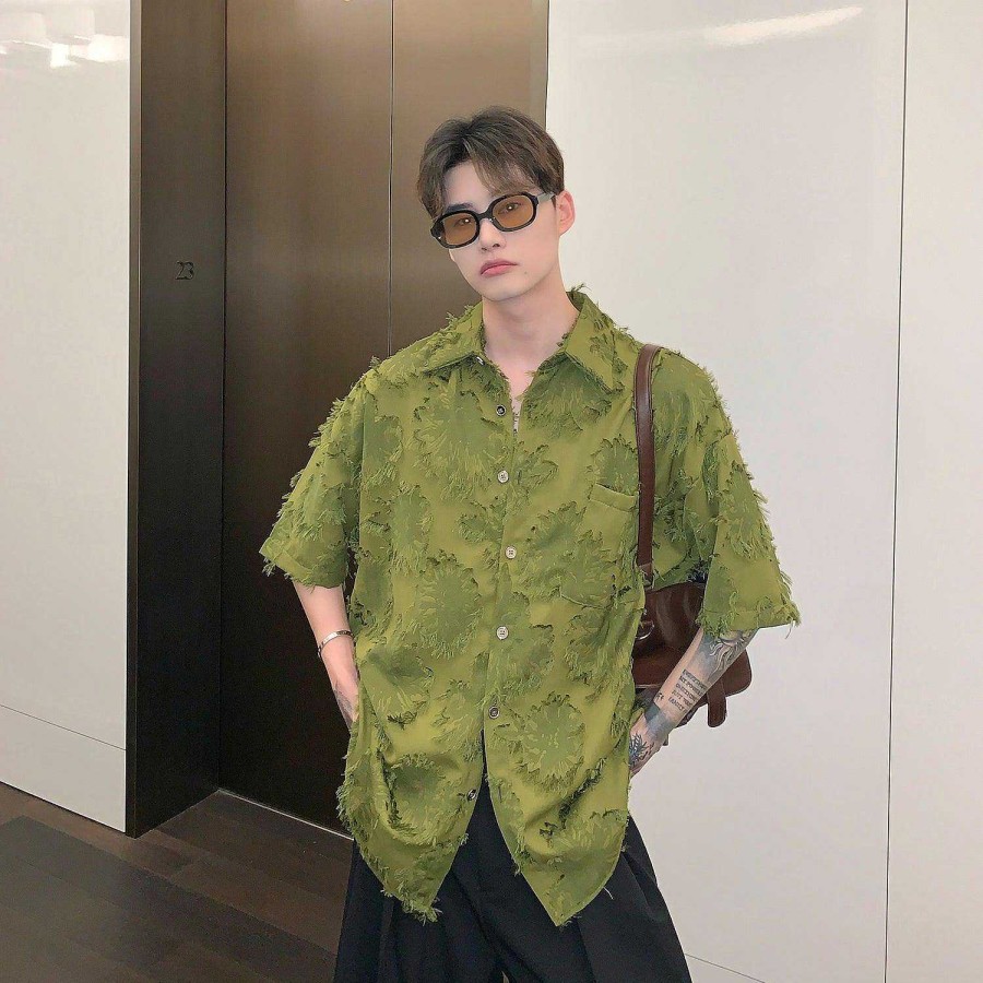 Clothing The Korean Fashion | Fringe Shirt Green