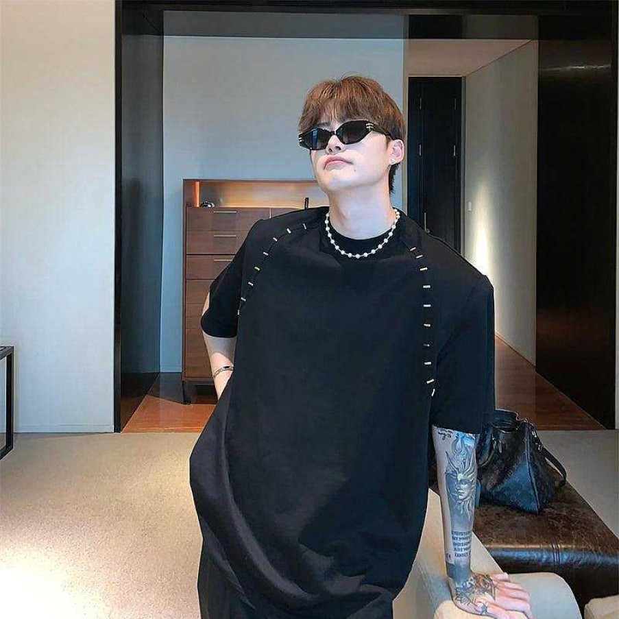 Clothing The Korean Fashion | Metal T-Shirt With Shoulder Pads