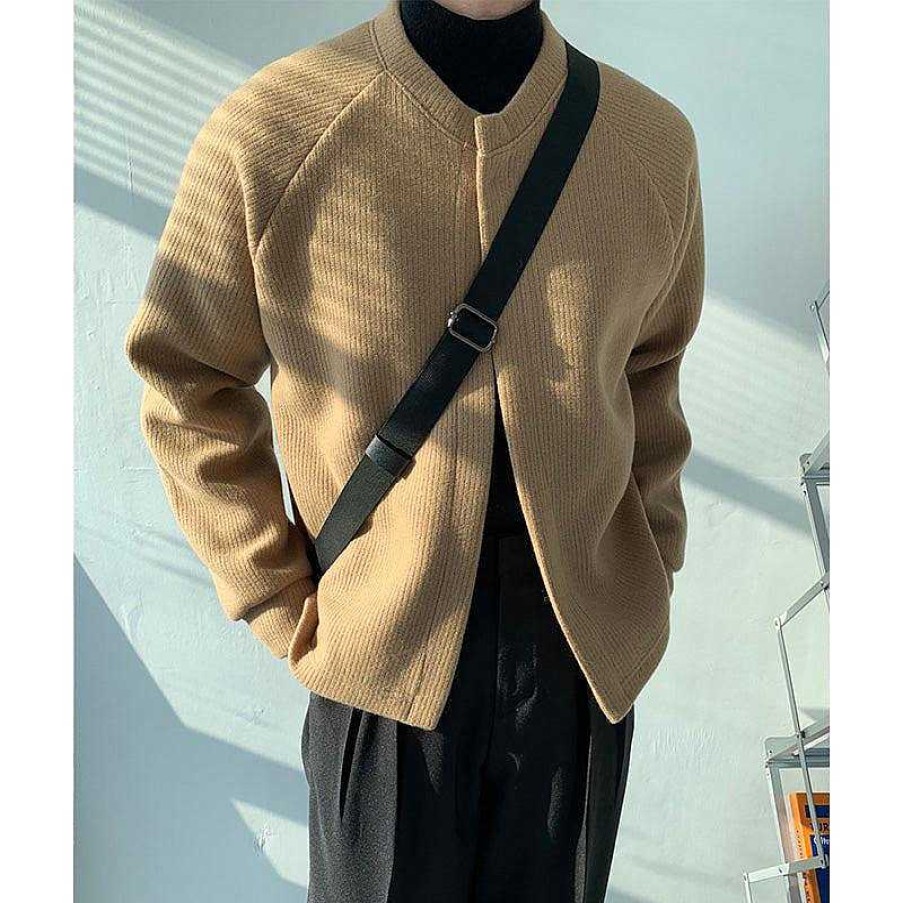 Clothing The Korean Fashion | Round Neck Knitted Cardigan Jacket