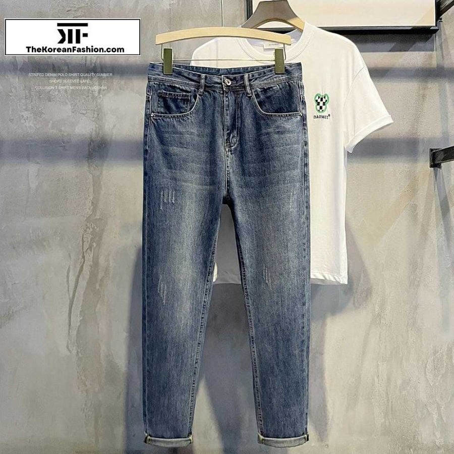 Casual Style Clothes The Korean Fashion | Washed Retro Straight Jeans