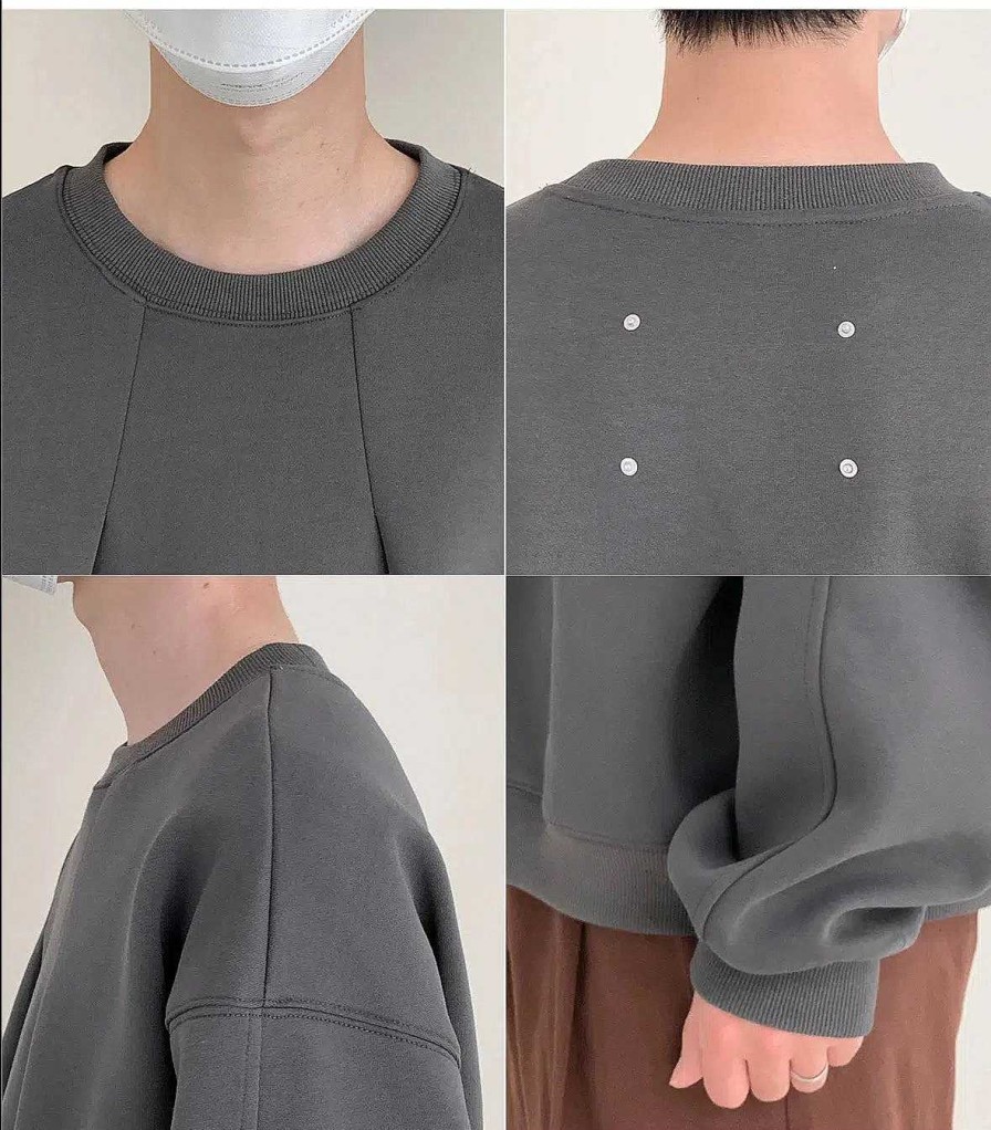 Clothing The Korean Fashion | Solid Color Round Neck Sweatshirt