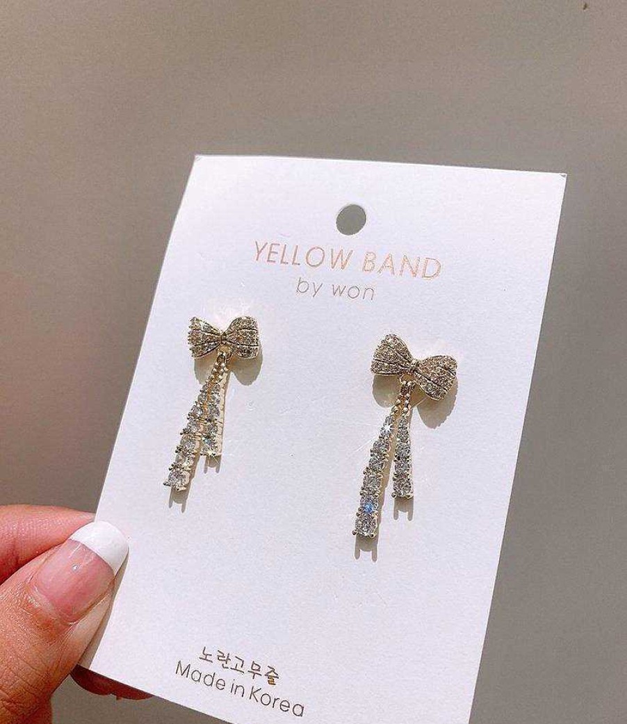 Women The Korean Fashion Earrings | Bow Earrings Gold