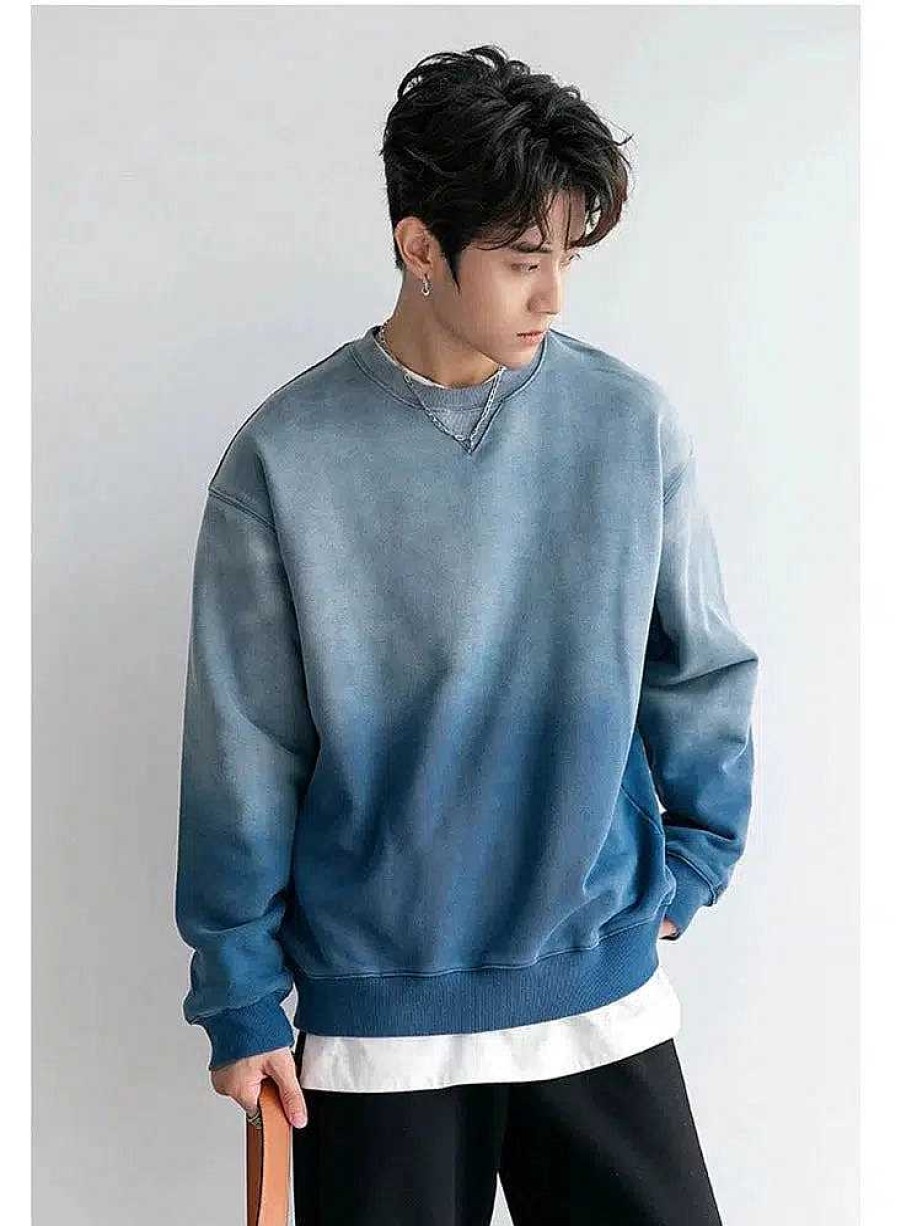 Clothing The Korean Fashion | Washed Gradient Sweatshirts