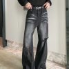 Clothing The Korean Fashion Jeans | Washed Straight Leg Ripped Jeans